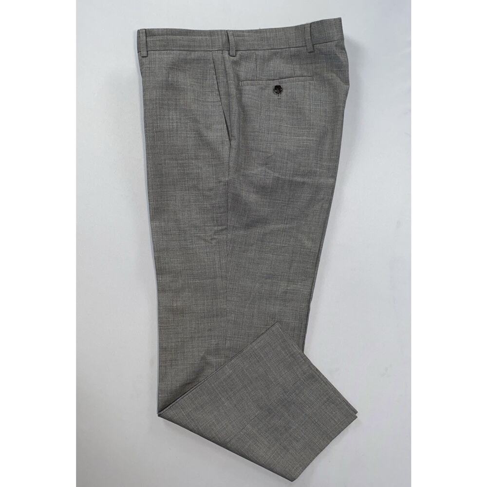 Hugo Boss James Brown1 US Flat Front Wool Dress Pants. Gray Micro-Check, 36X30